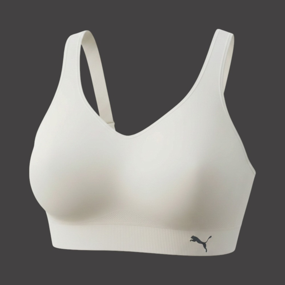 PUMA Women's Sports Bra White Medium Seamless Adjustable Active Yoga Gym